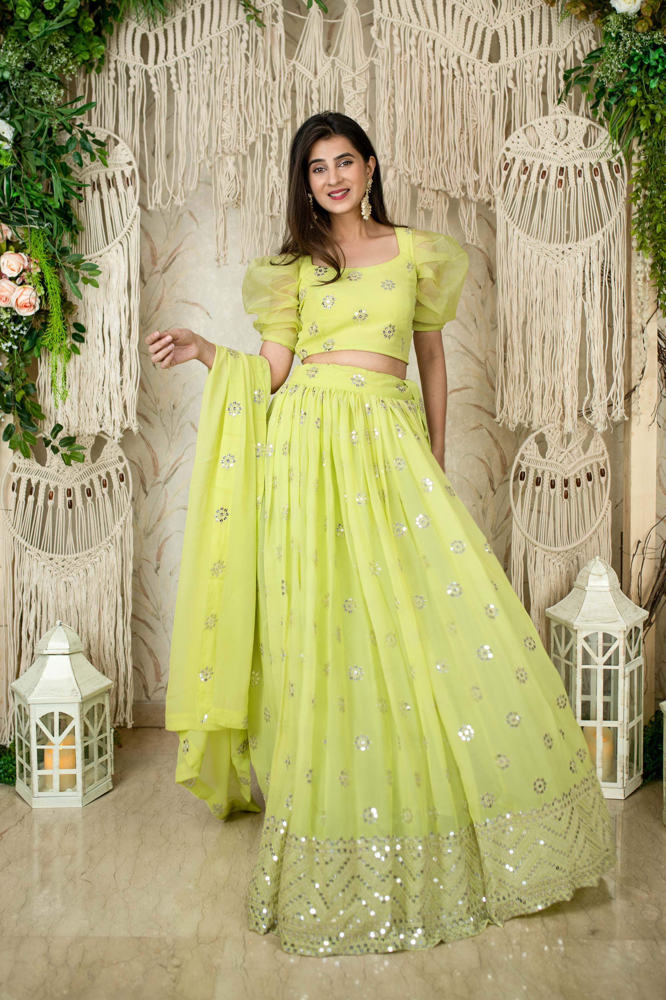Monochrome Pastel Green Lehenga