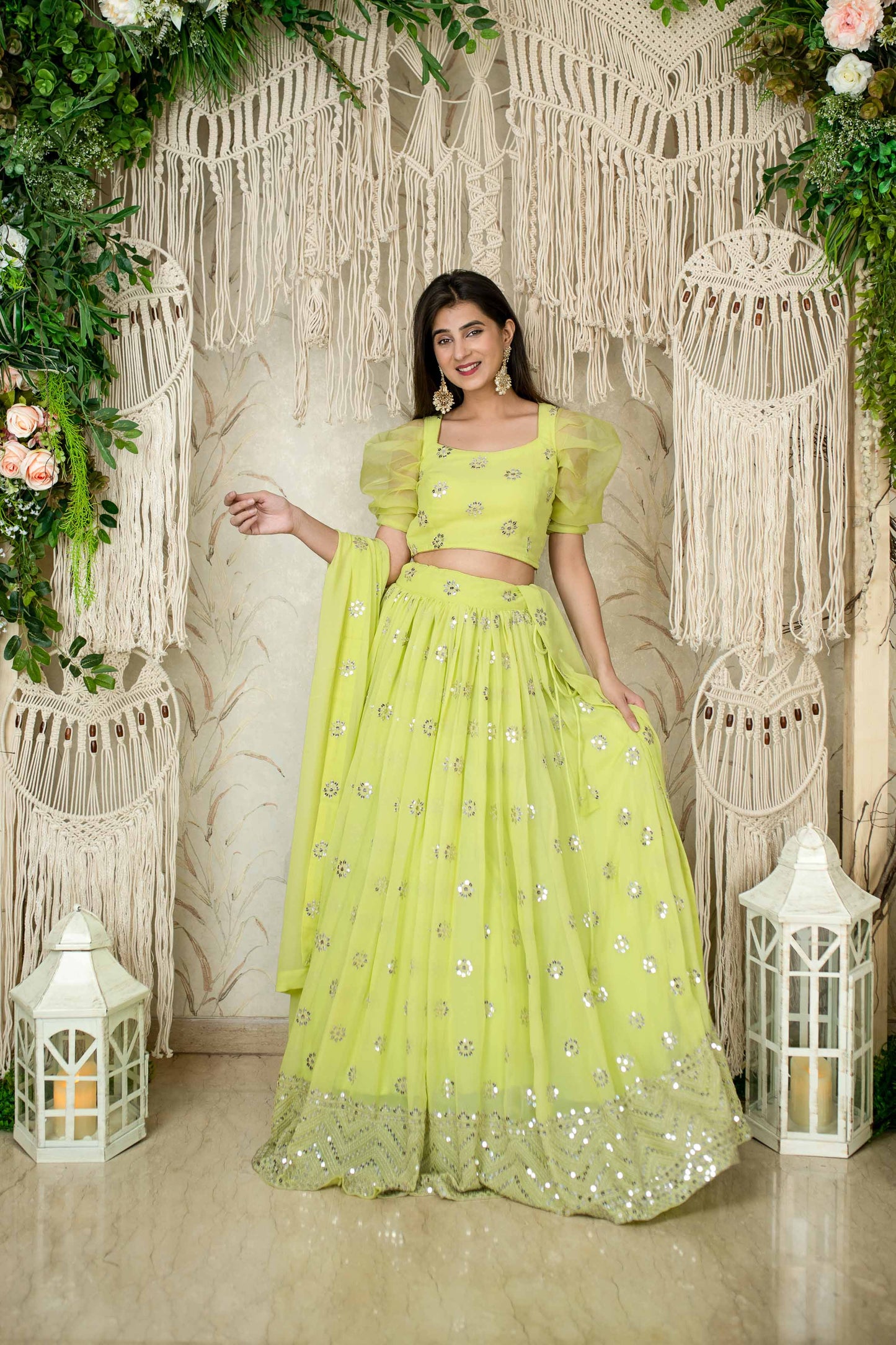 Monochrome Pastel Green Lehenga