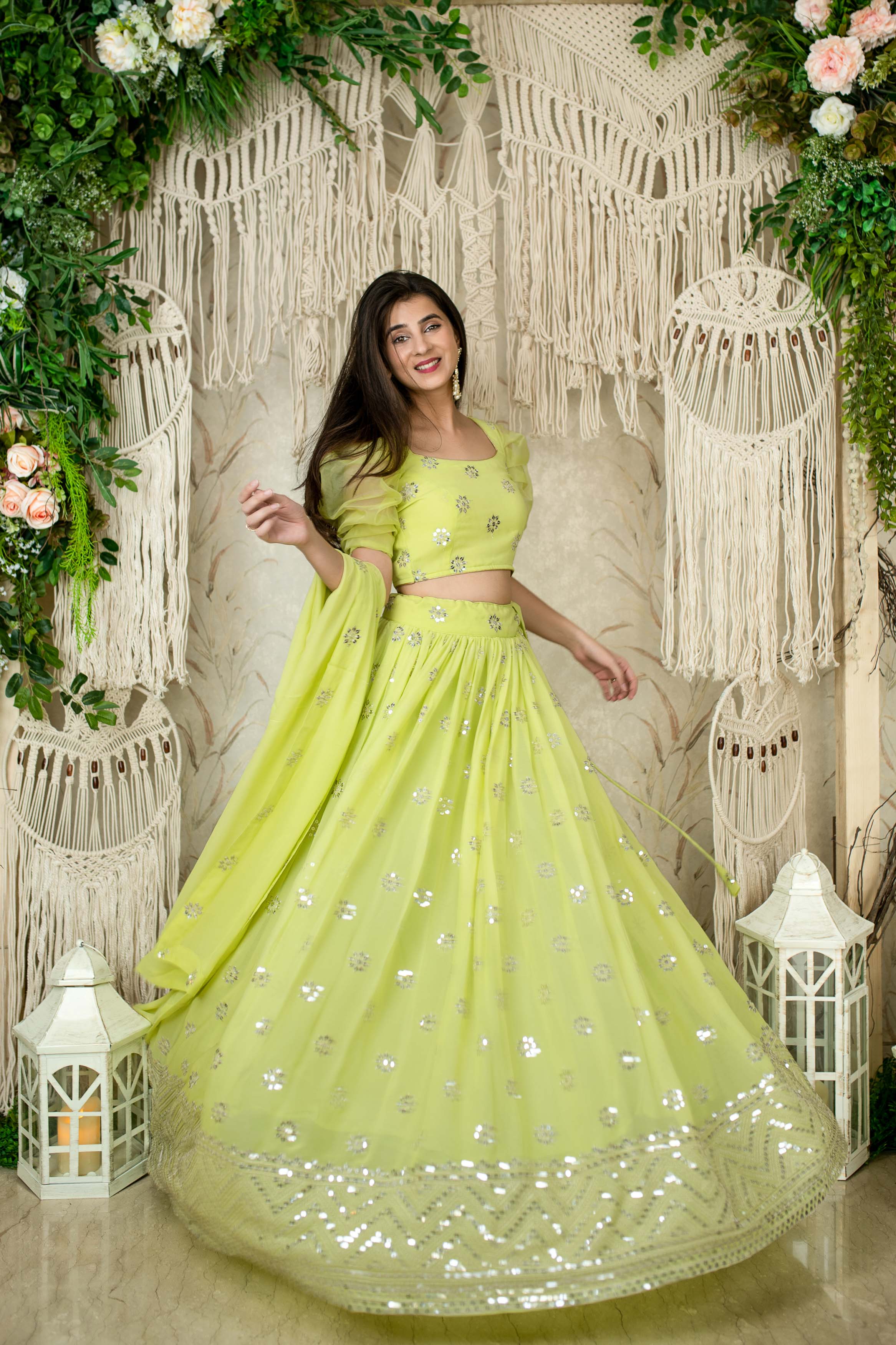 Monochrome Pastel Green Lehenga
