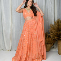 Peach Lehenga Set