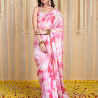 Pink Embroidered Ready to Wear Saree