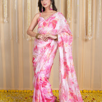 Pink Embroidered Ready to Wear Saree